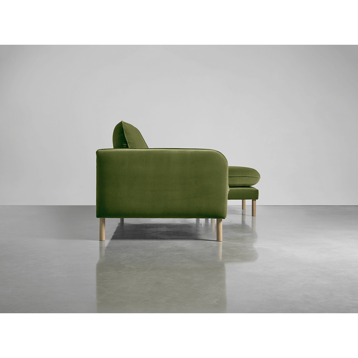 Scandi Midi Chaise Sofa Moss Cotton Velvet – image 3