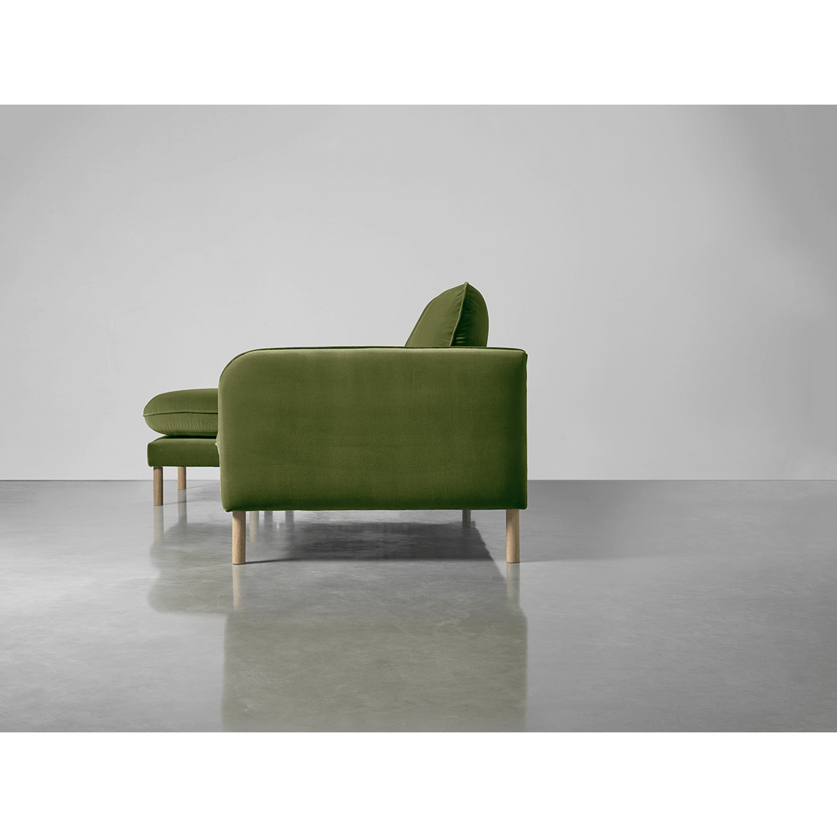 Scandi Midi Chaise Sofa Moss Cotton Velvet – image 4