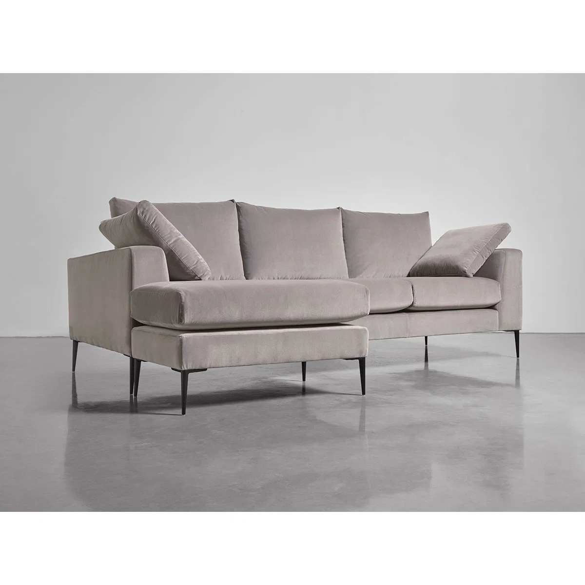 Milano Grand Chaise Sofa Swedish Grey Cotton Velvet – image 2