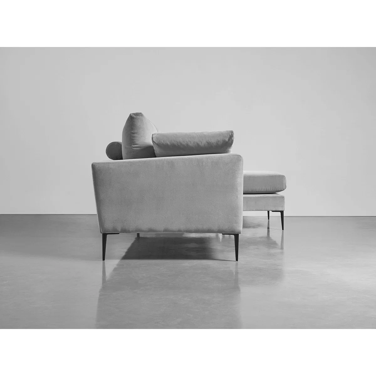 Milano Grand Chaise Sofa Swedish Grey Cotton Velvet – image 3