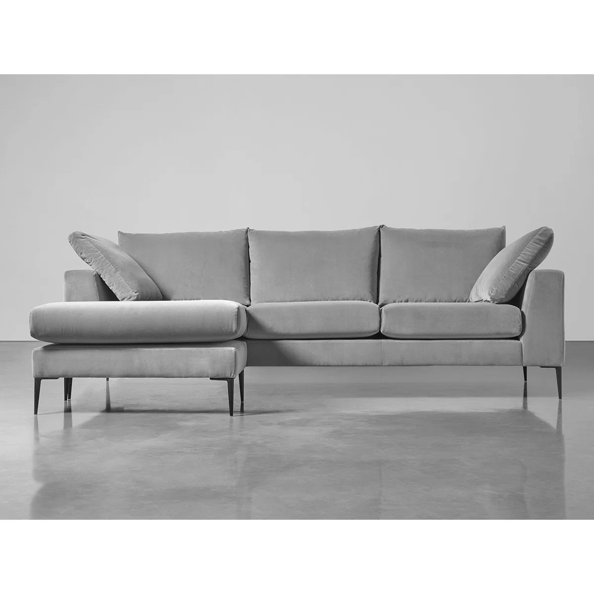 Milano Grand Chaise Sofa Swedish Grey Cotton Velvet – image 4