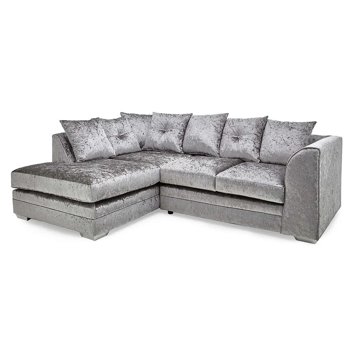 Michigan Crushed Velvet Left Hand Corner Sofa Beige – image 2