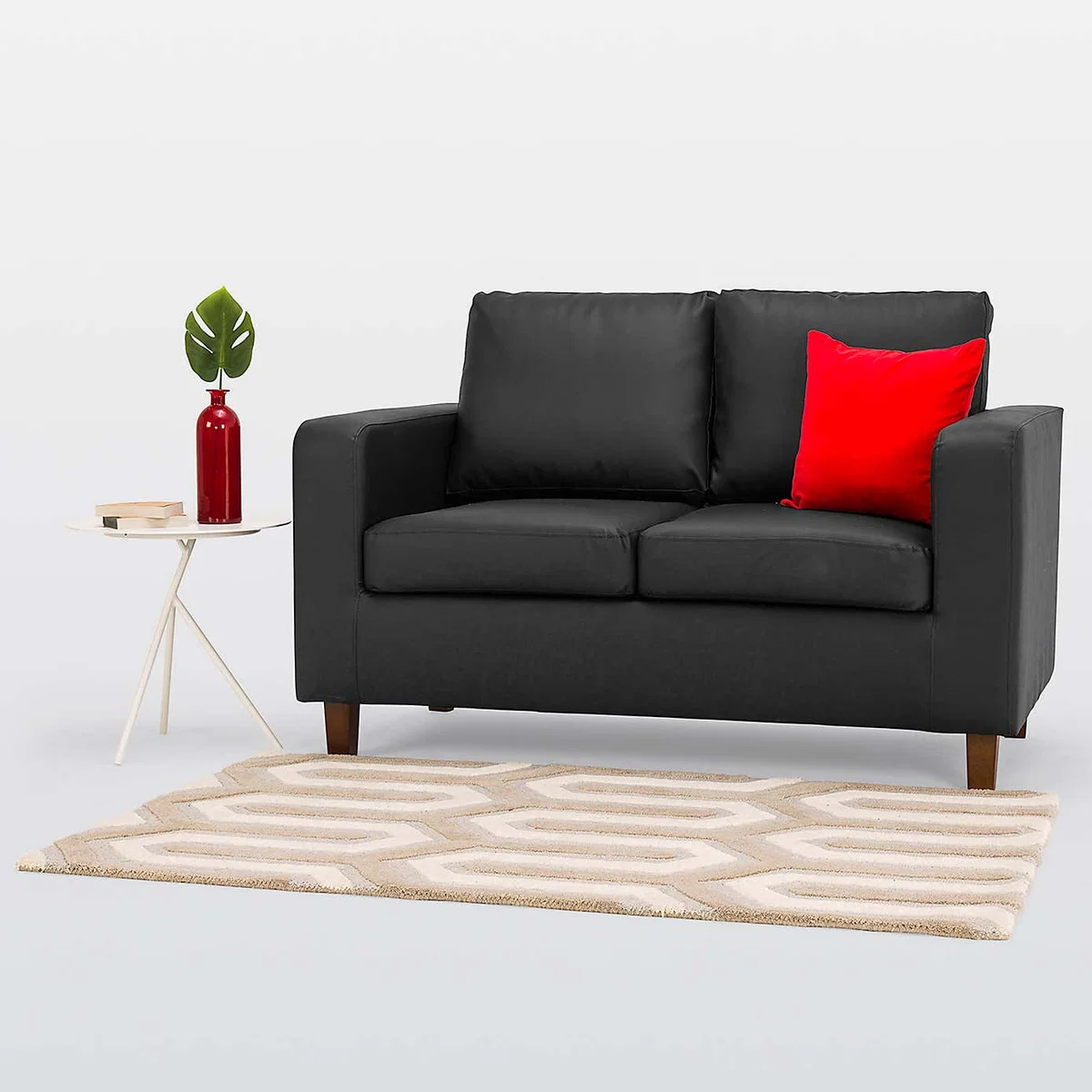 Max 2 Seater Faux Leather Sofa Brown – image 2