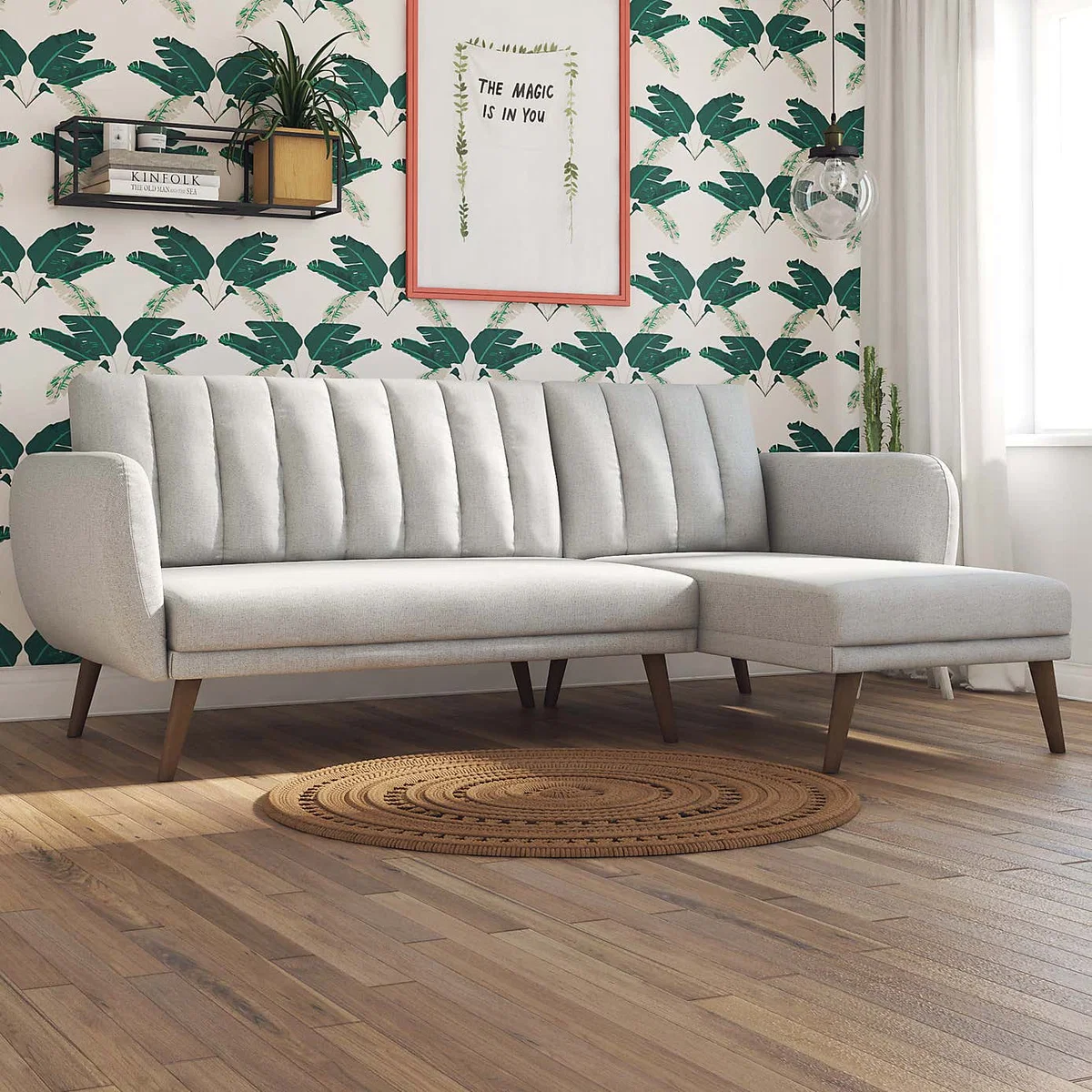 Brittany Linen Corner Sofa Bed Grey – image 3
