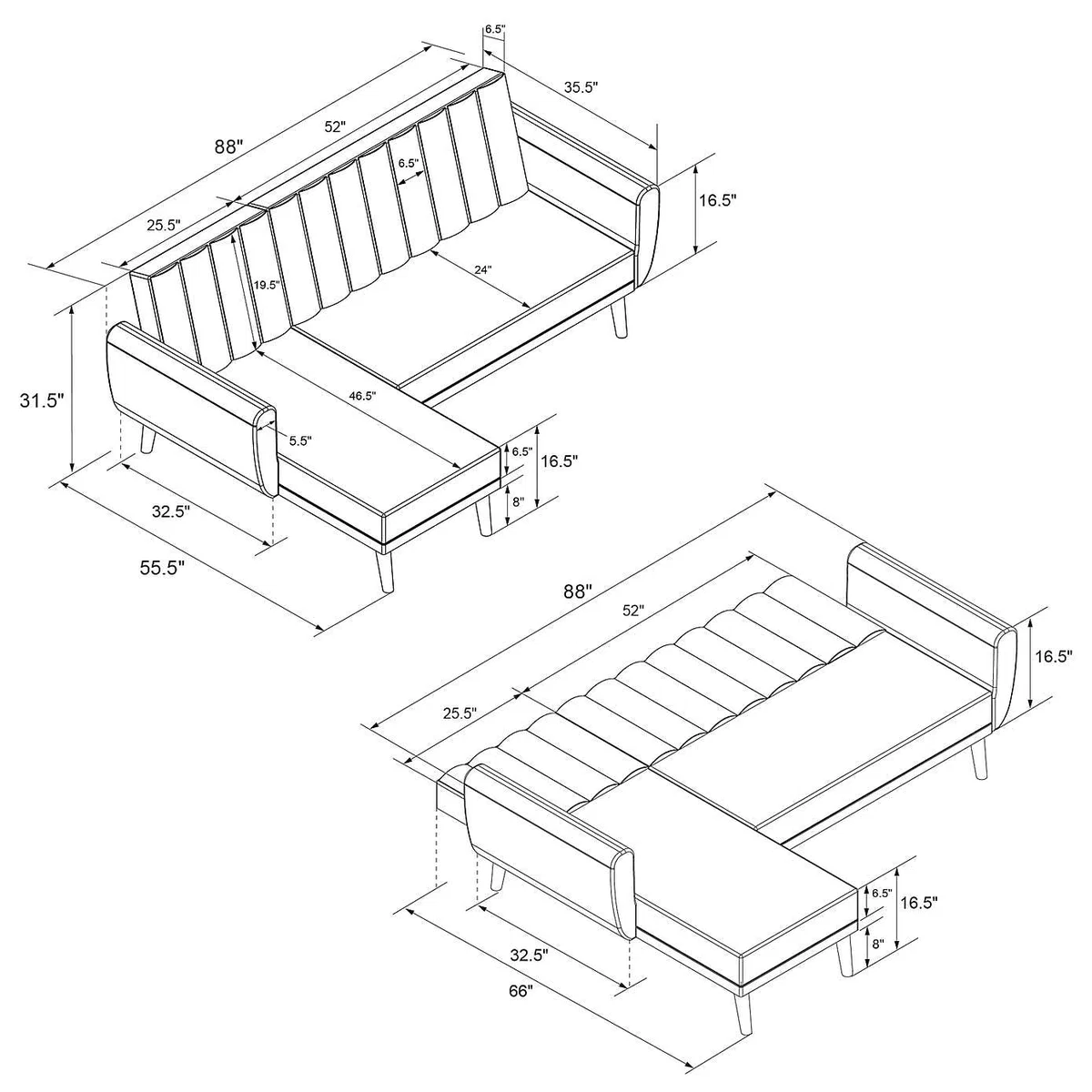Brittany Linen Corner Sofa Bed Grey – image 6