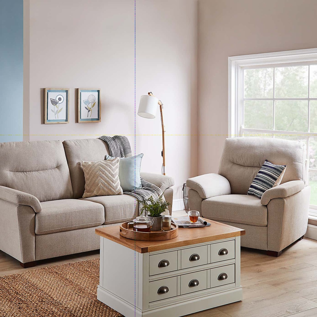 Bedford Fabric 3 Seater Sofa Natural – image 2