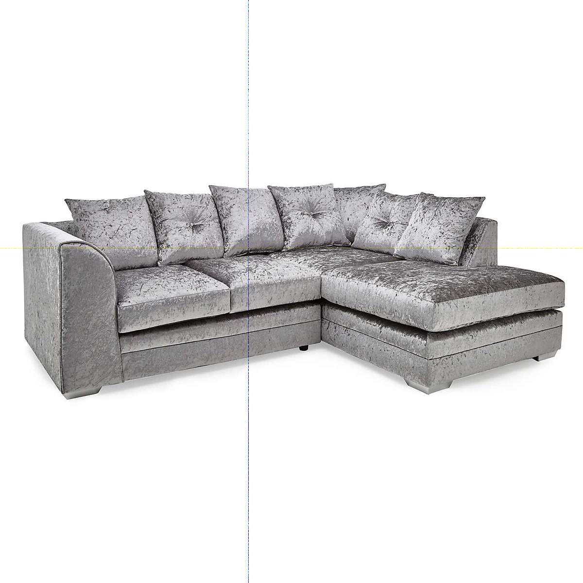Michigan Crushed Velvet Right Hand Corner Sofa Silver – image 2