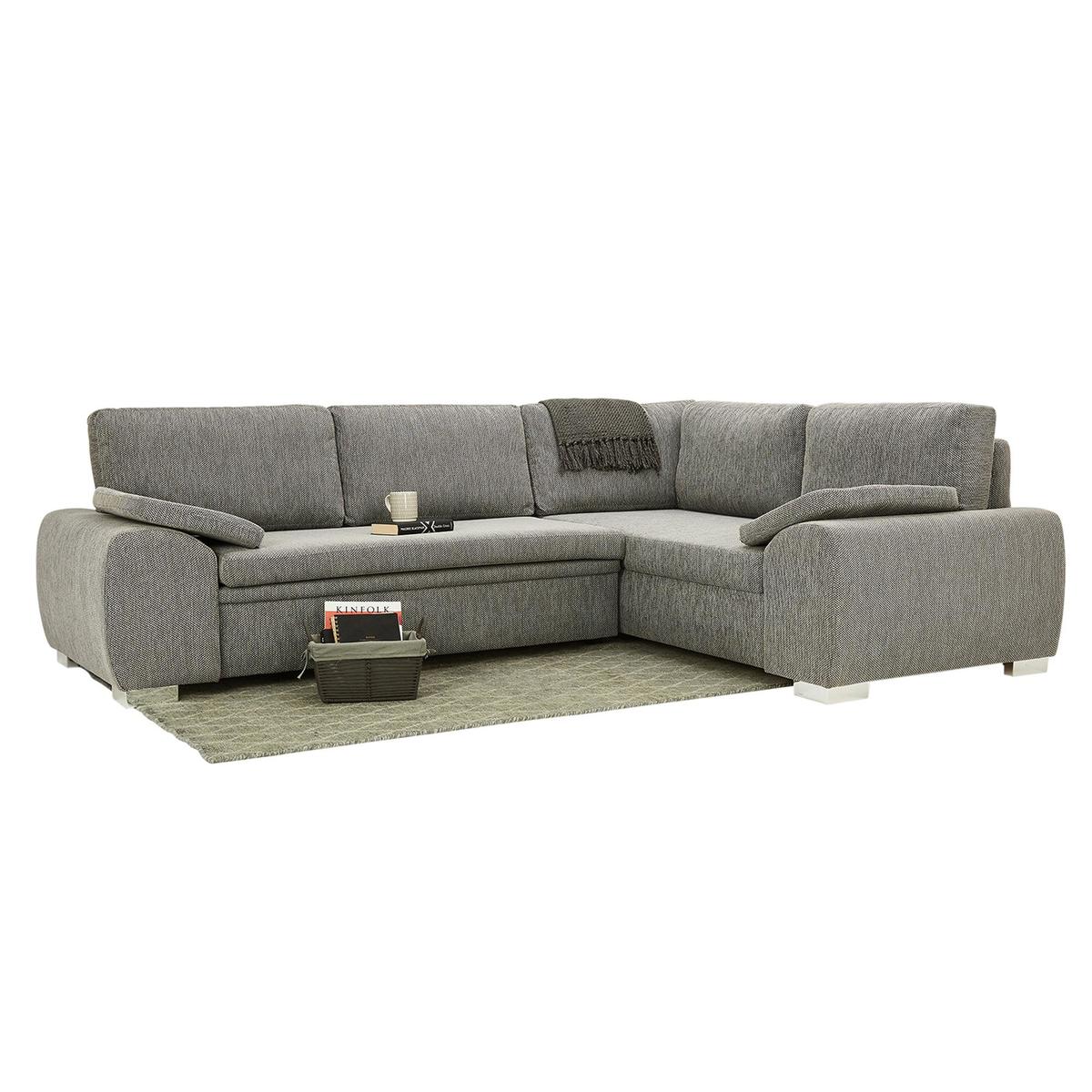 Enzo Corner Fabric Sofa Bed with Storage Grey – image 4