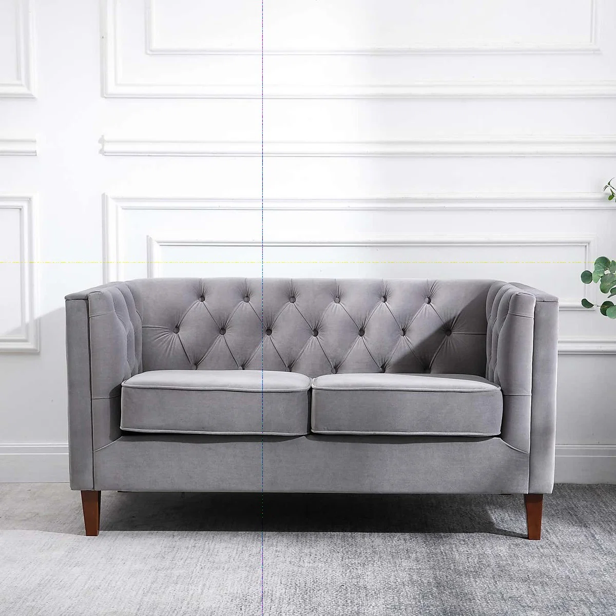 Isabel Velvet Chesterfield 2 Seater Sofa Grey – image 2