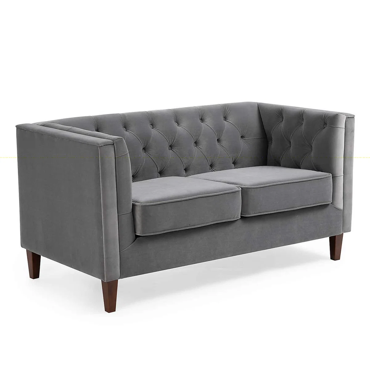 Isabel Velvet Chesterfield 2 Seater Sofa Grey – image 3