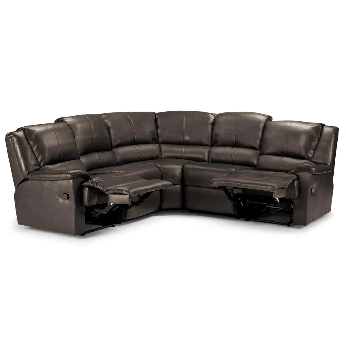 Anton Bonded Leather Reclining Corner Sofa Black – image 3