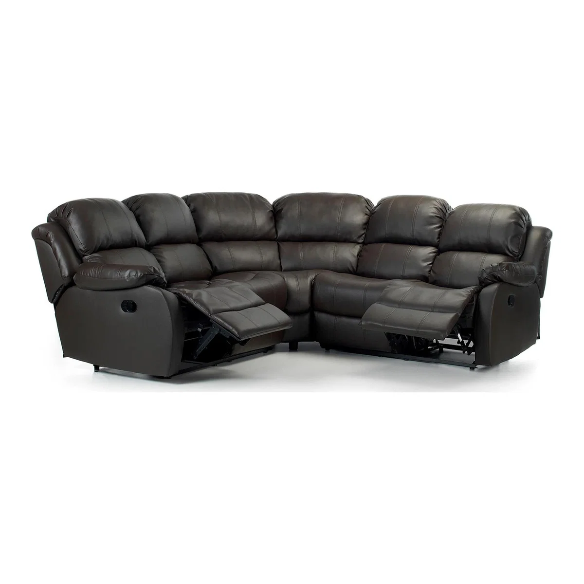 Anton Bonded Leather Reclining Corner Sofa Black – image 2