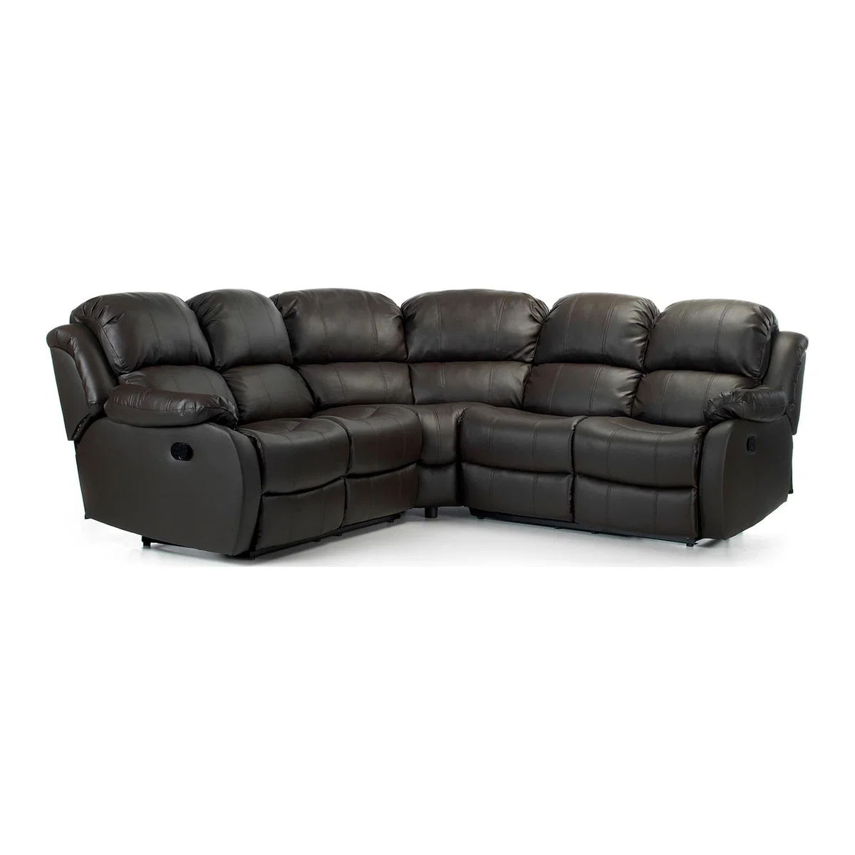 Anton Bonded Leather Reclining Corner Sofa Black – image 1