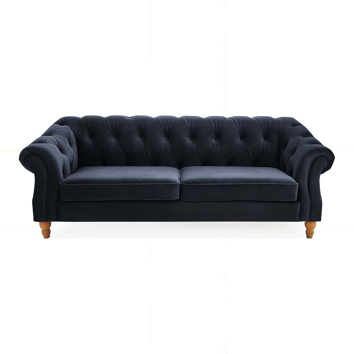 Aubrey Velvet 3 Seater Sofa Blue – image 1