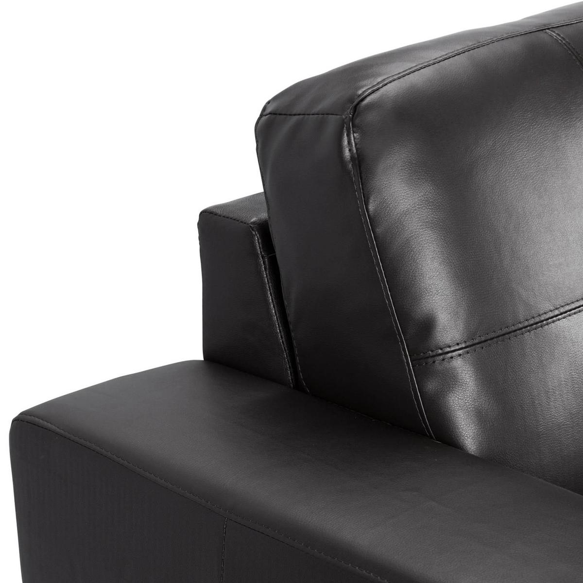 Roma 3 Seater Leather Sofa Black – image 3