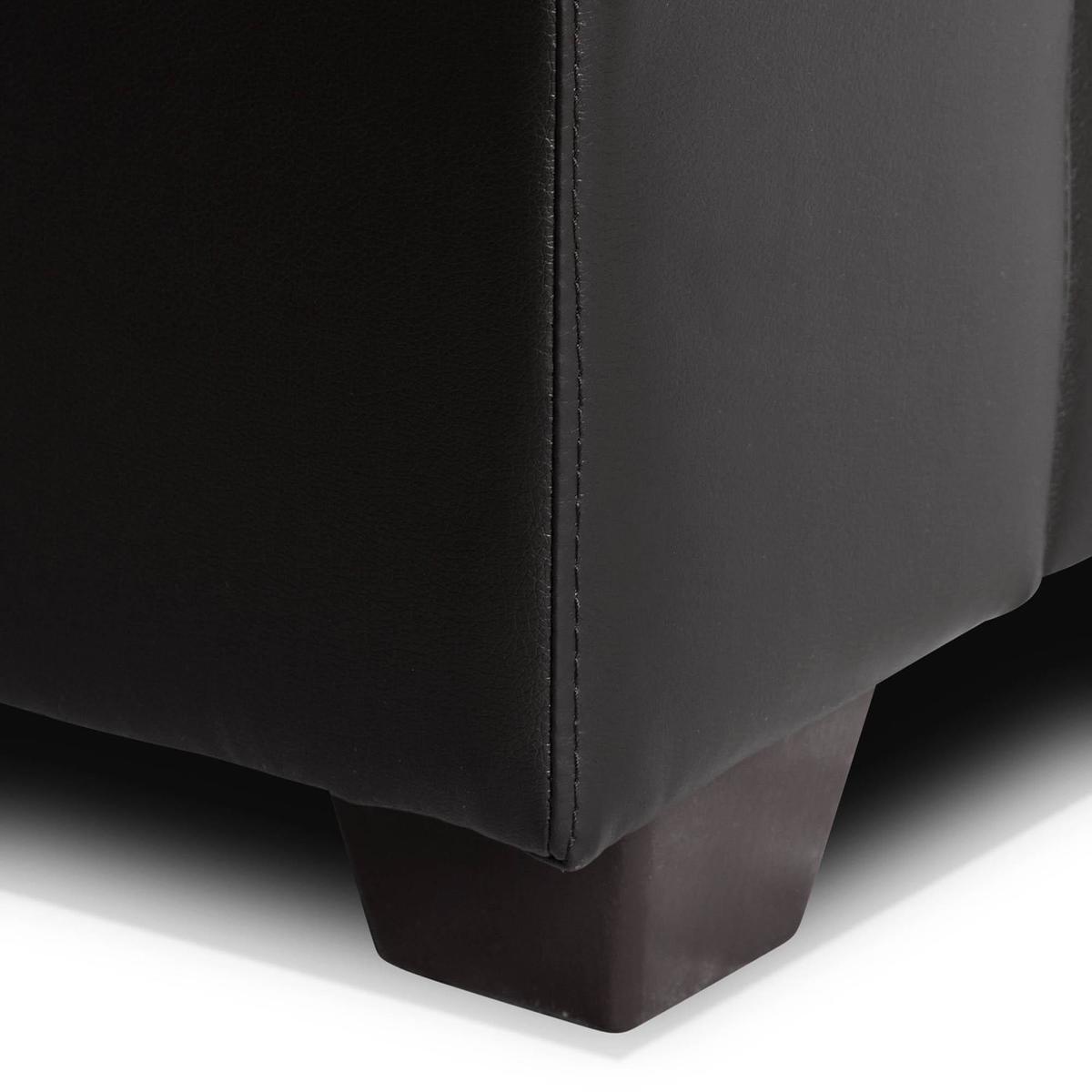 Roma 3 Seater Leather Sofa Black – image 4
