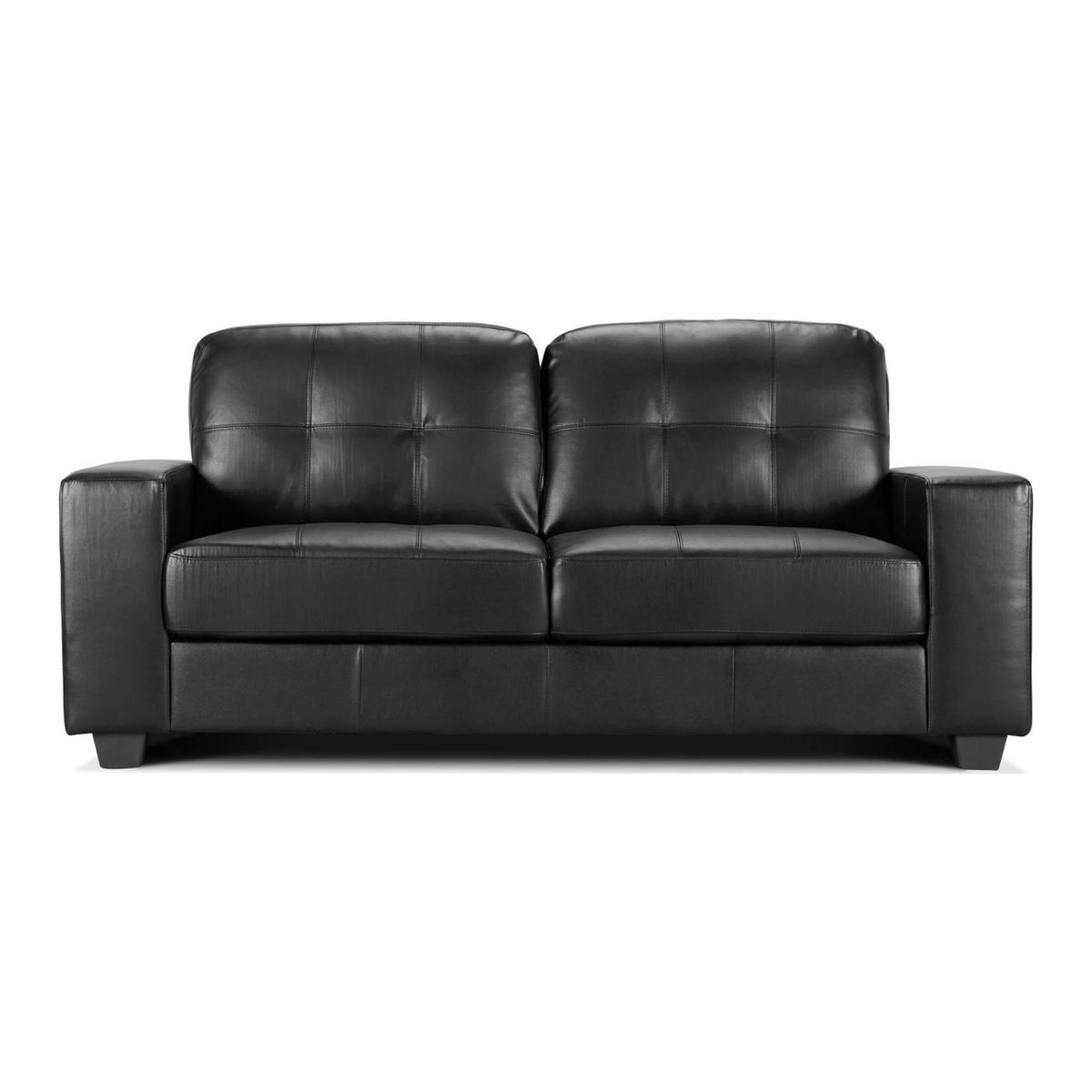 Roma 3 Seater Leather Sofa Black – image 2