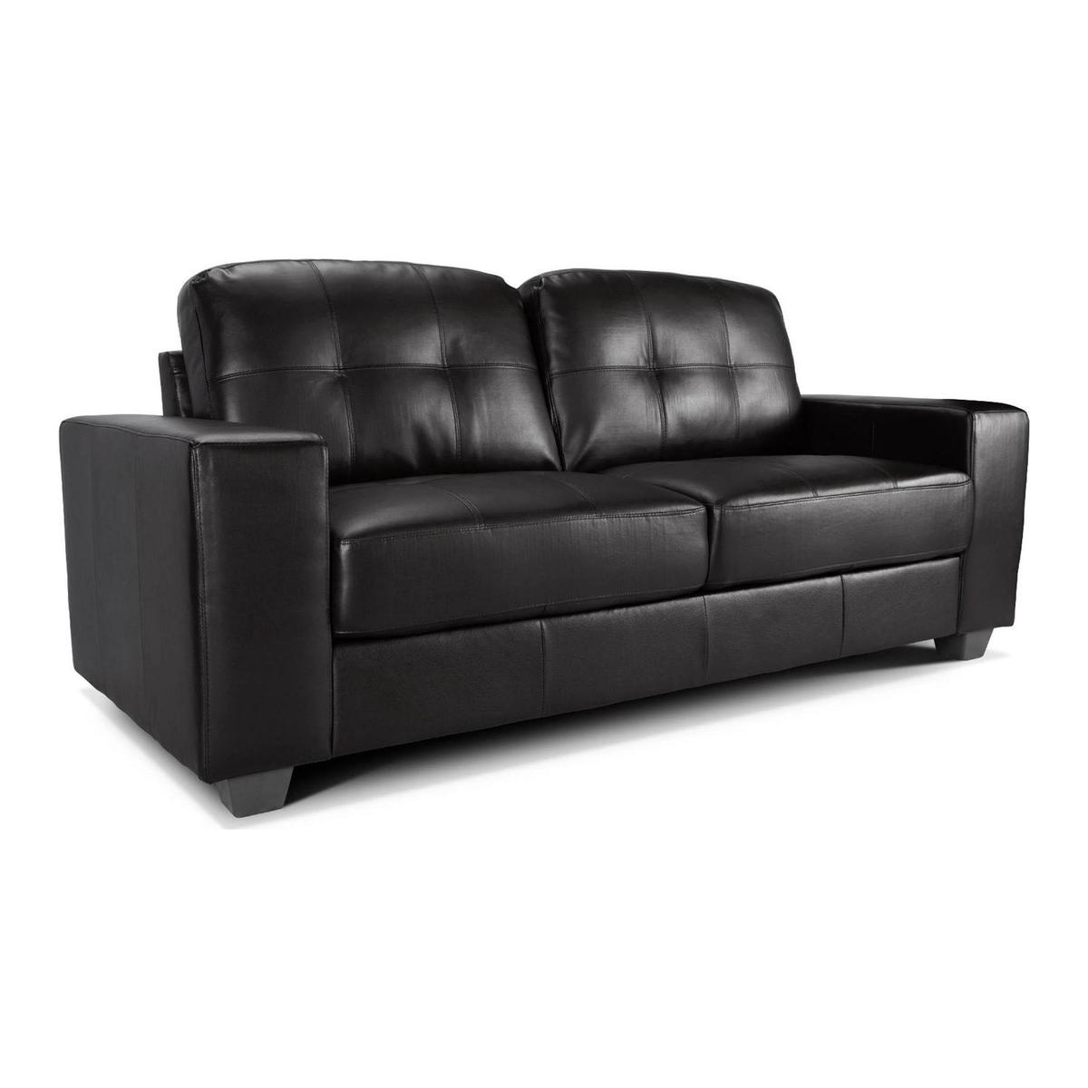 Roma 3 Seater Leather Sofa Black – image 1