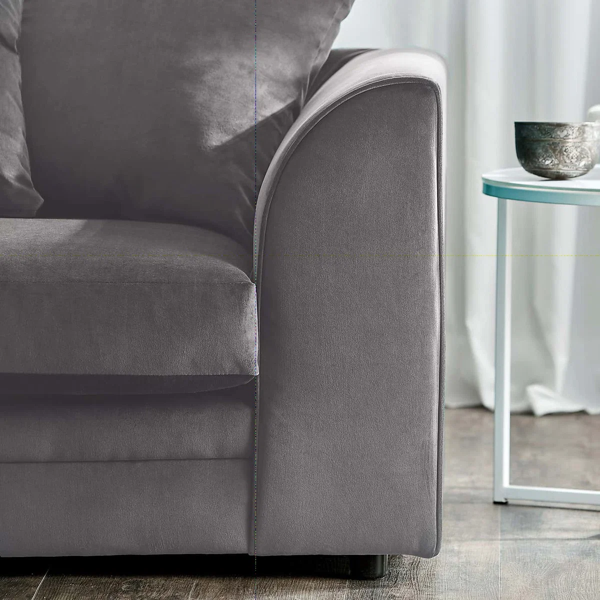 Michigan 3 Seater Grey Velvet Sofa Champagne – image 3
