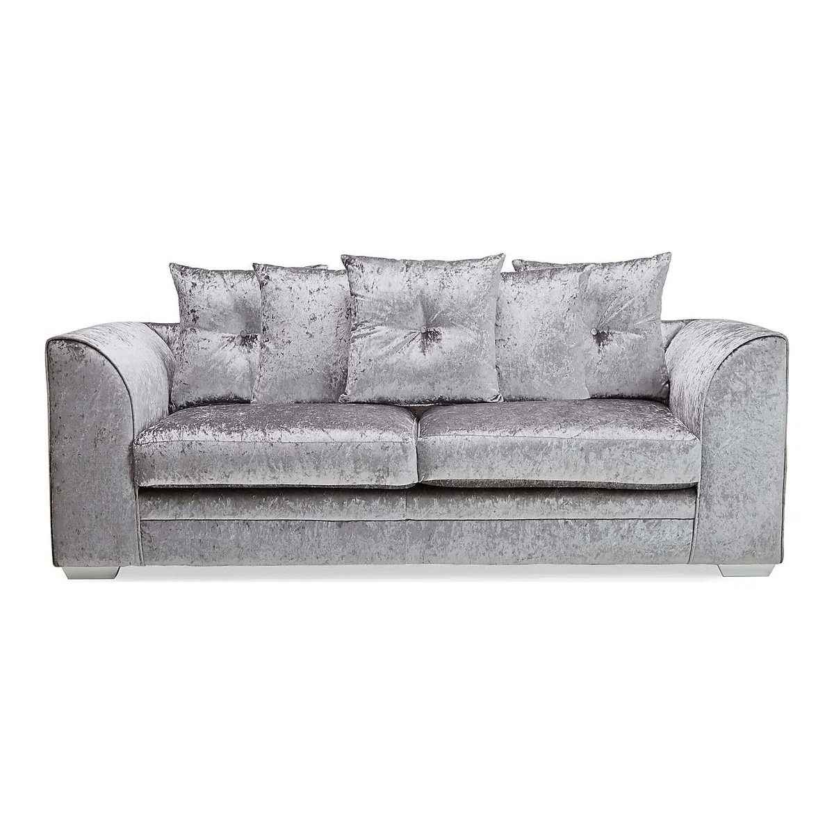 Michigan Crushed Velvet 3 Seater Sofa Silver – image 1