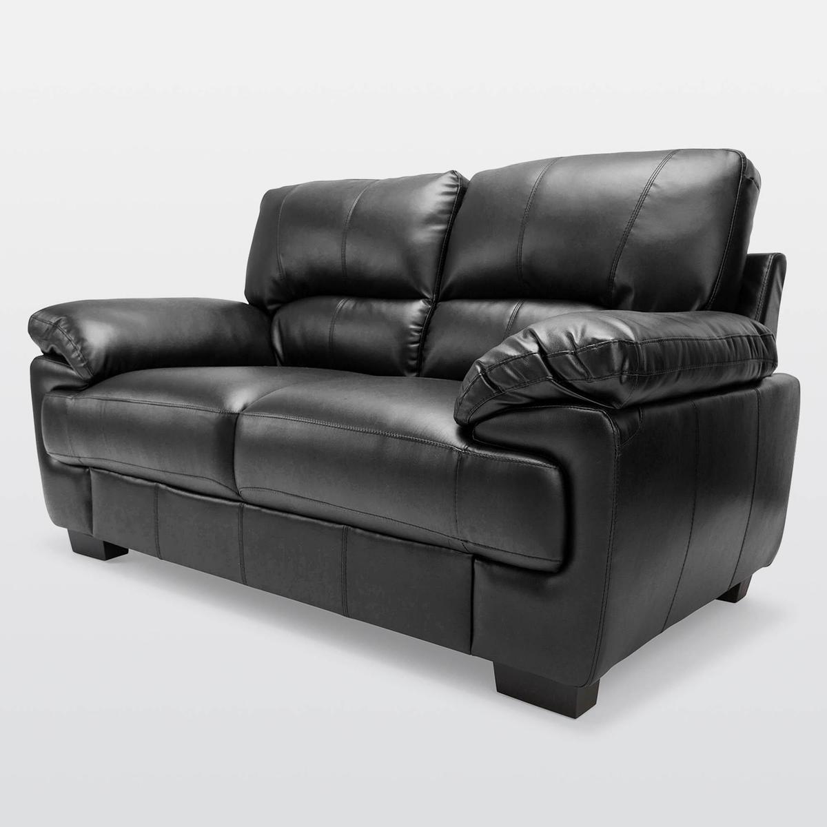 Lisbon 2 Seater Leather Sofa Black – image 3