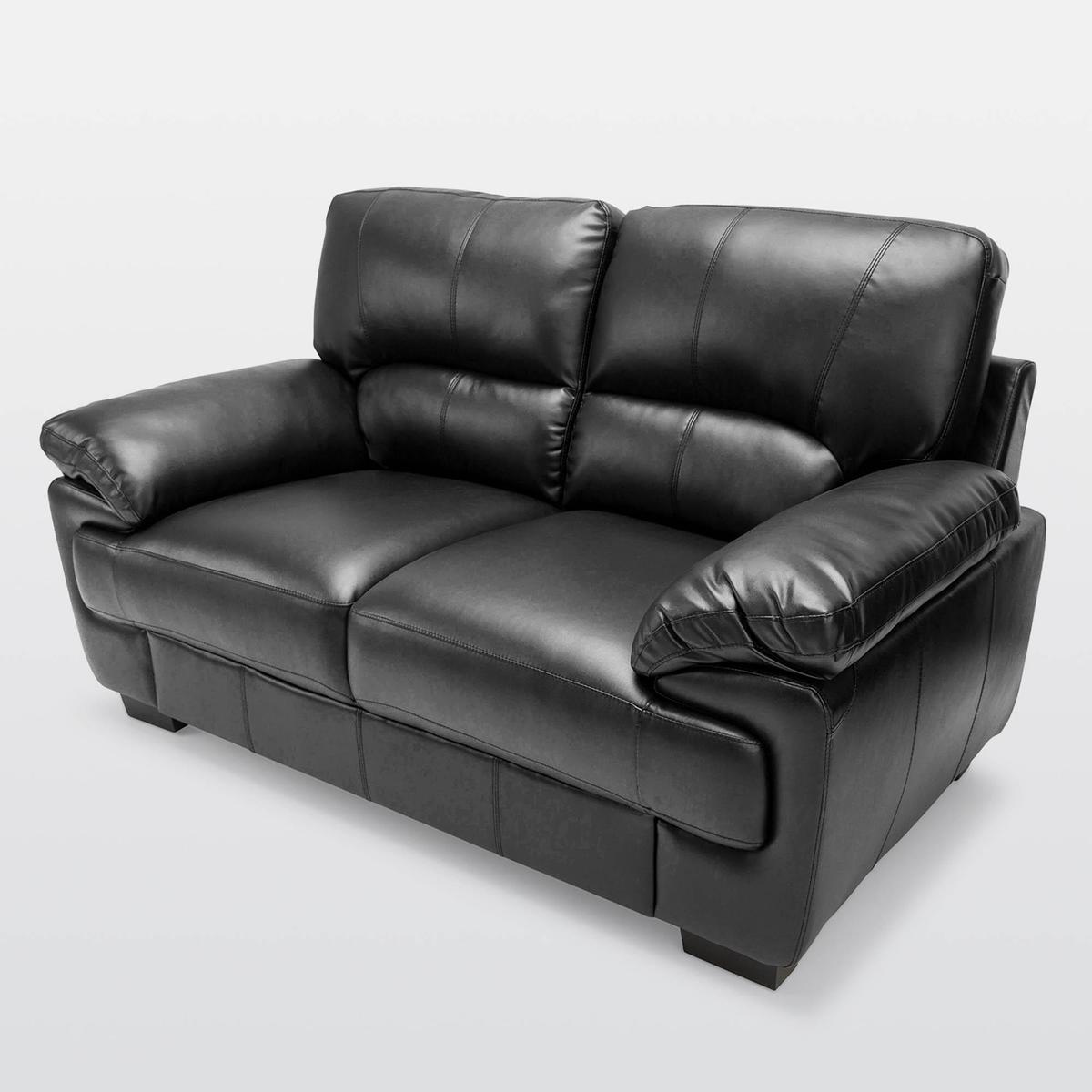 Lisbon 2 Seater Leather Sofa Black – image 4