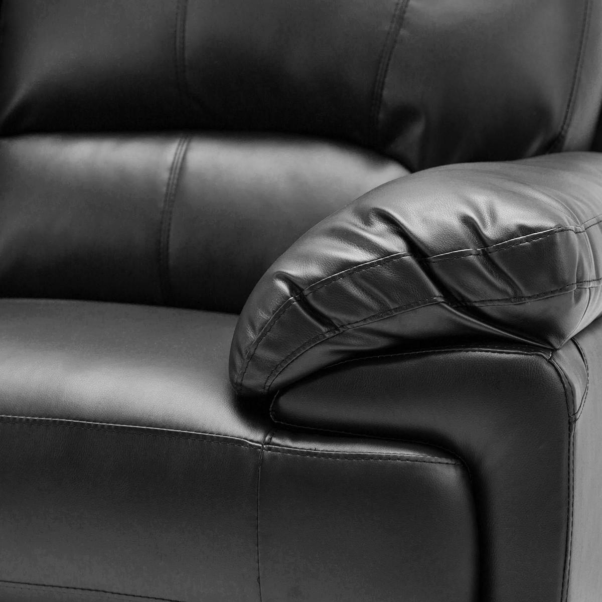 Lisbon 2 Seater Leather Sofa Black – image 6
