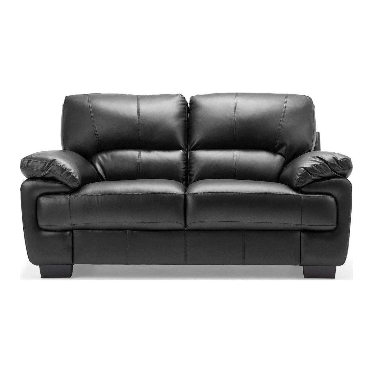Lisbon 2 Seater Leather Sofa Black – image 1