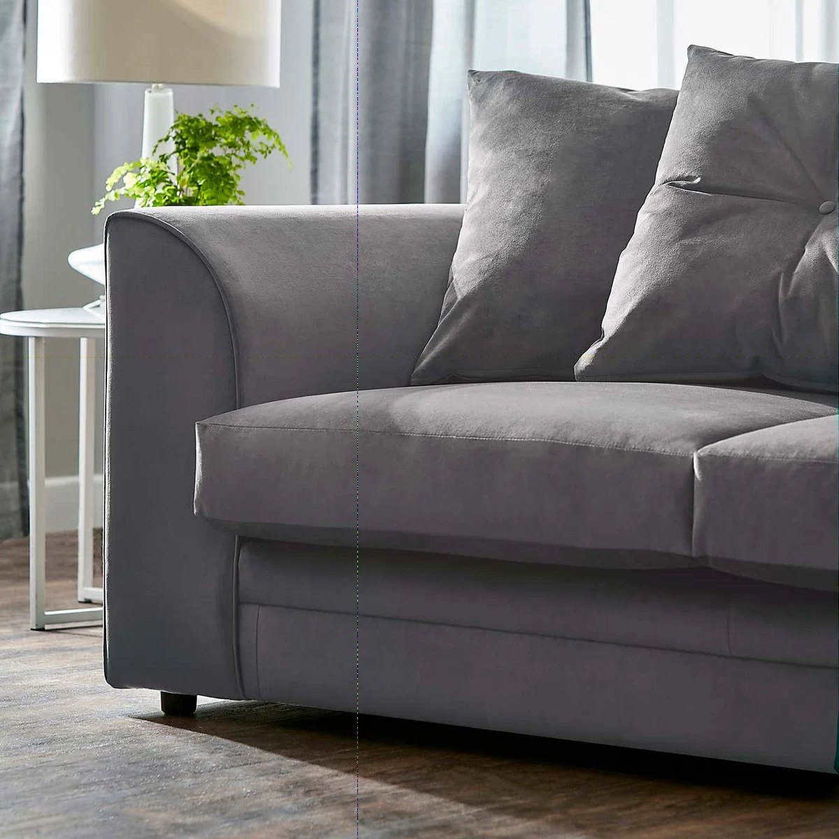 Michigan 2 Seater Grey Velvet Sofa Grey – image 2