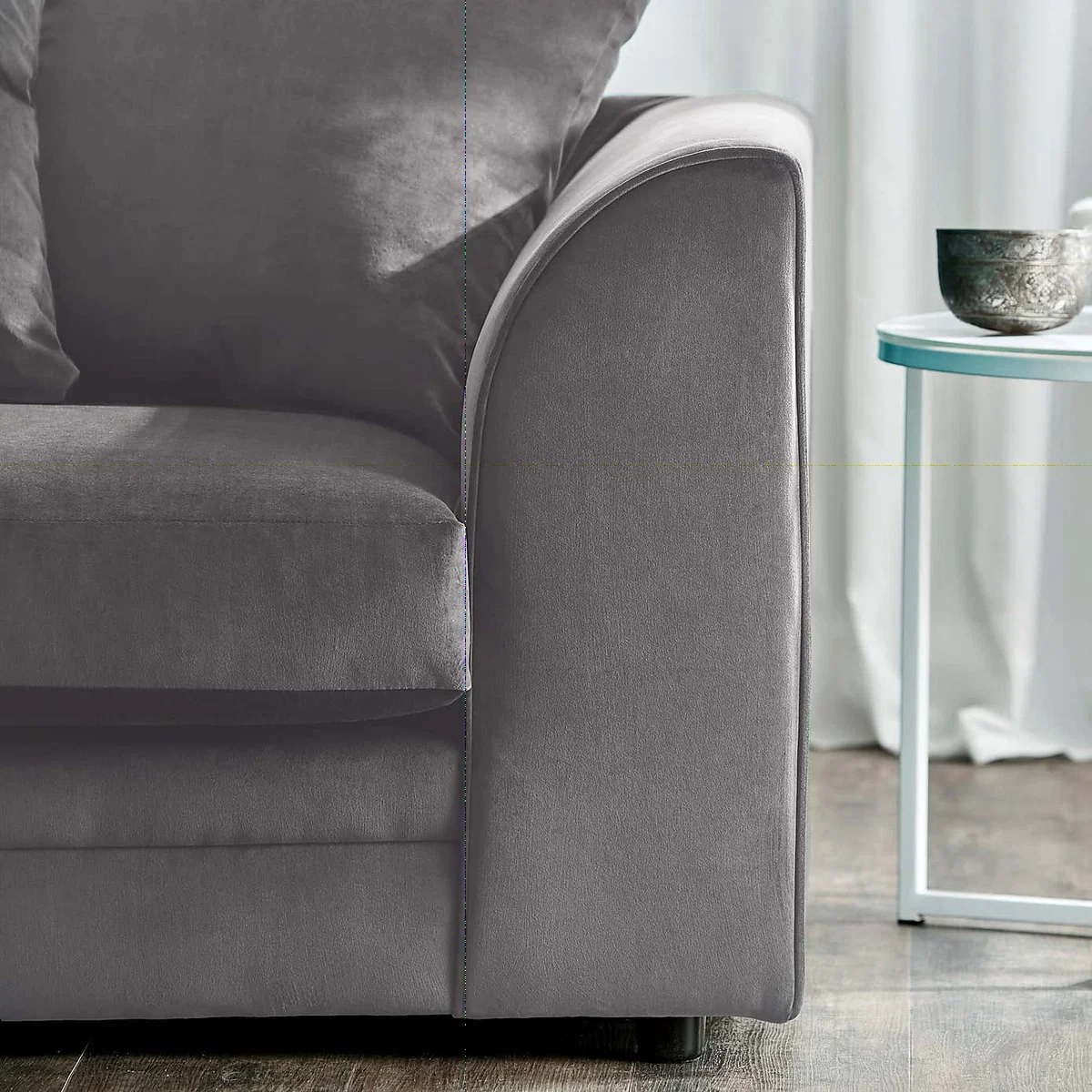 Michigan 2 Seater Grey Velvet Sofa Grey – image 3