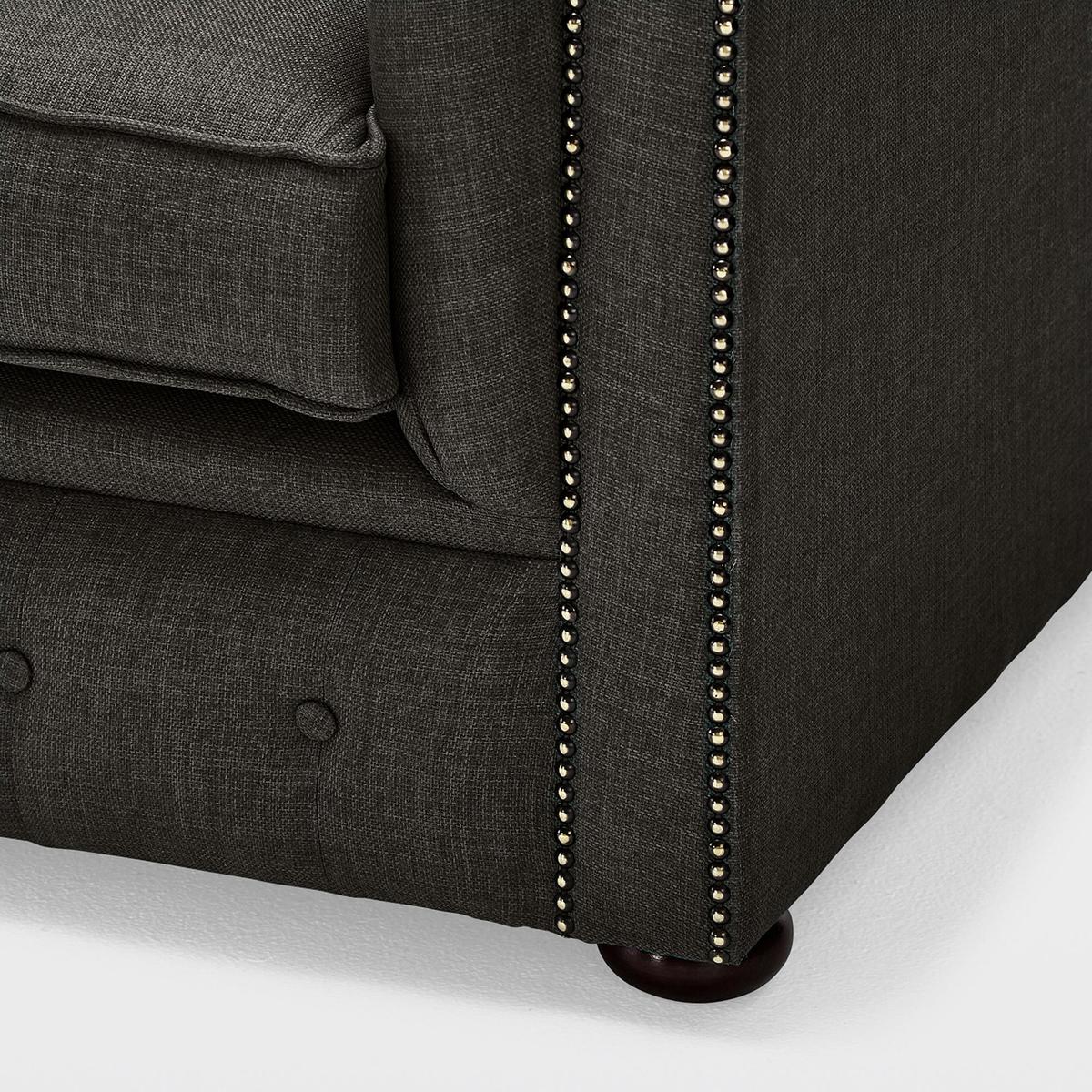 Belvedere Chesterfield 4 Seater Linen Sofa Grey – image 2