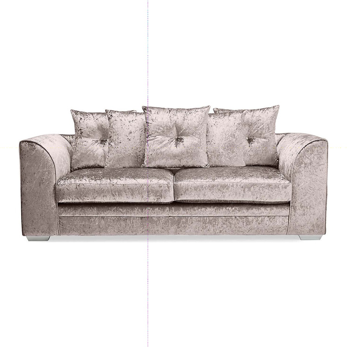 Michigan Crushed Velvet 3 Seater Sofa Beige – image 1