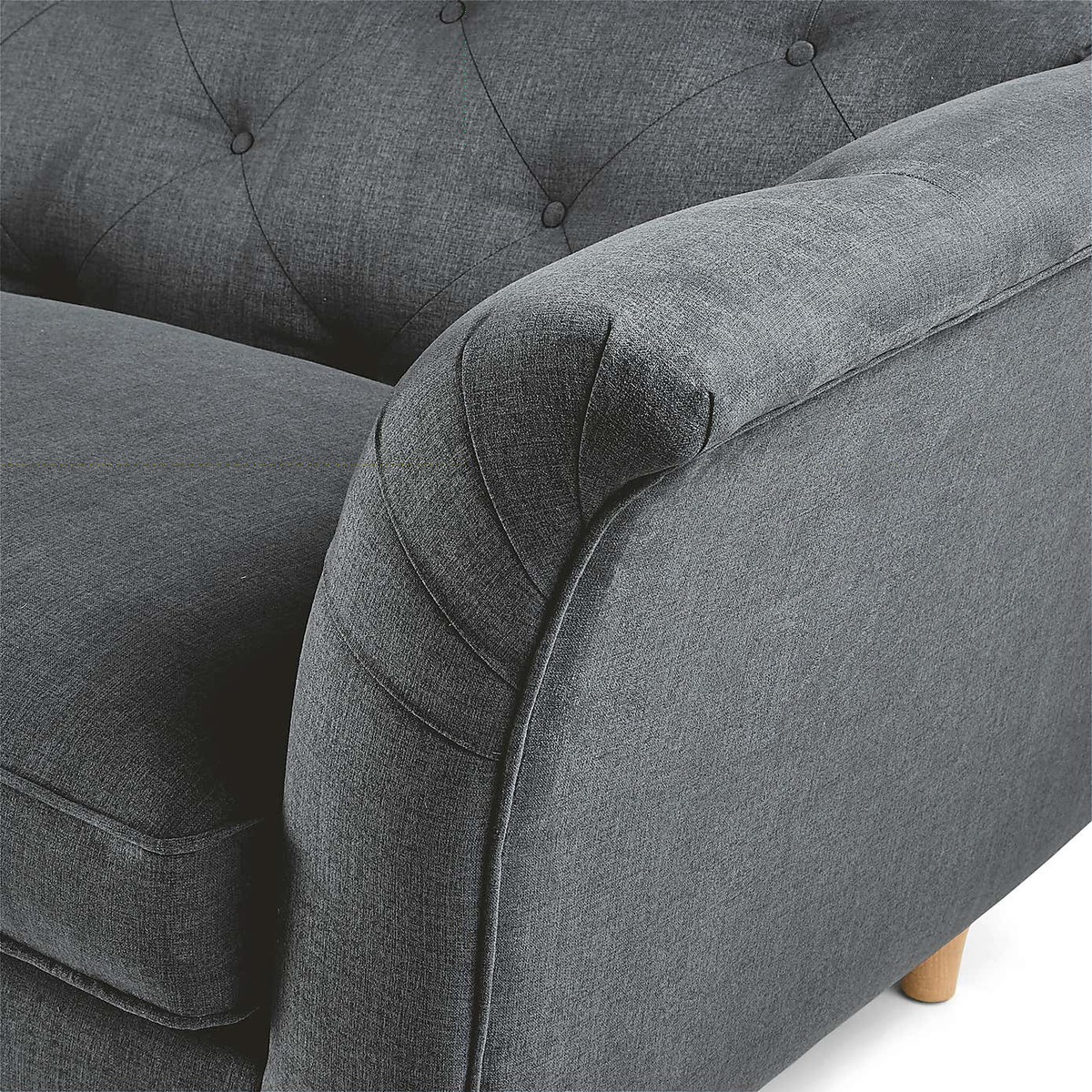 Jaipur Small Sofa Brushed Plain Fabric Brushed Plain Pewter – image 7