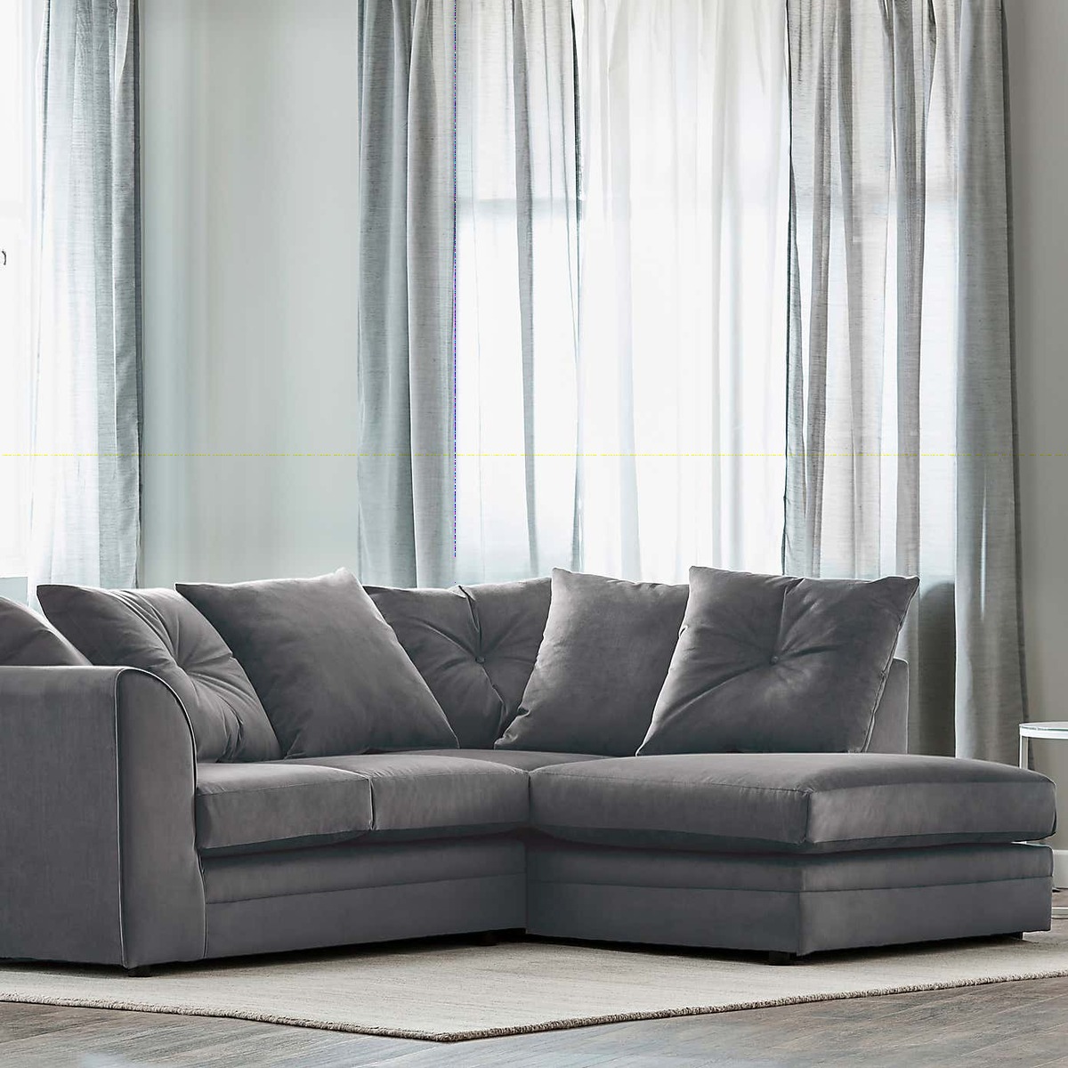 Michigan Right Hand Grey Velvet Corner Sofa Royal Blue – image 2