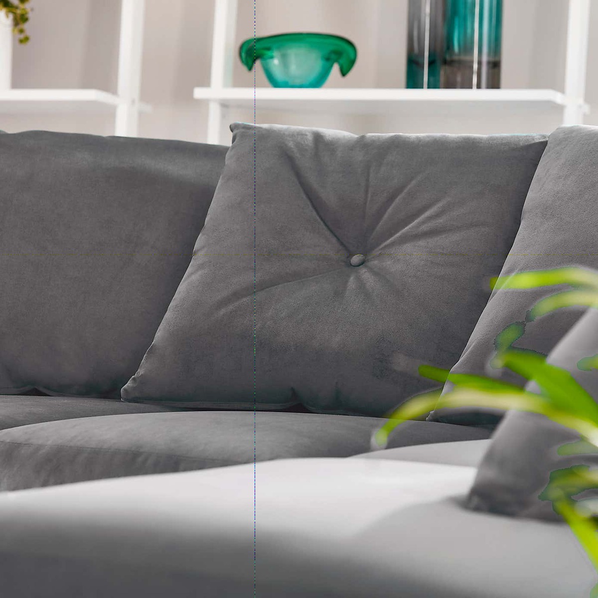 Michigan Right Hand Grey Velvet Corner Sofa Royal Blue – image 3