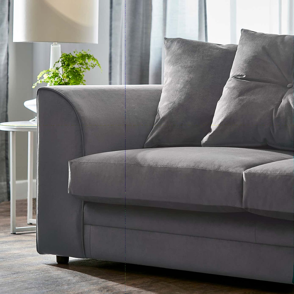 Michigan Right Hand Grey Velvet Corner Sofa Royal Blue – image 4