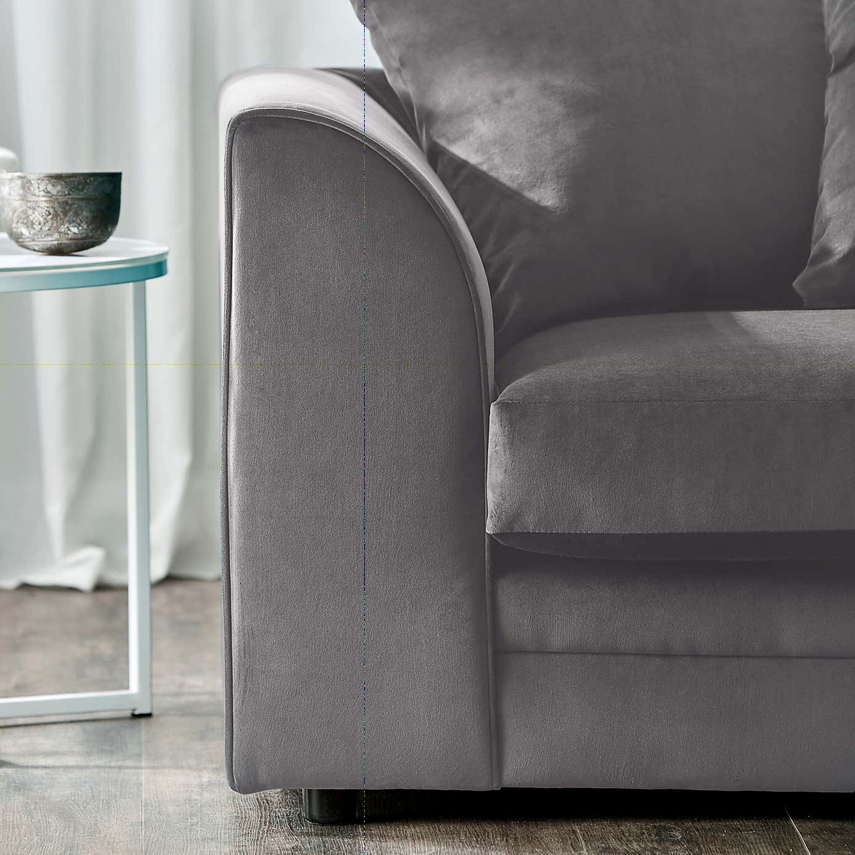 Michigan Right Hand Grey Velvet Corner Sofa Royal Blue – image 6