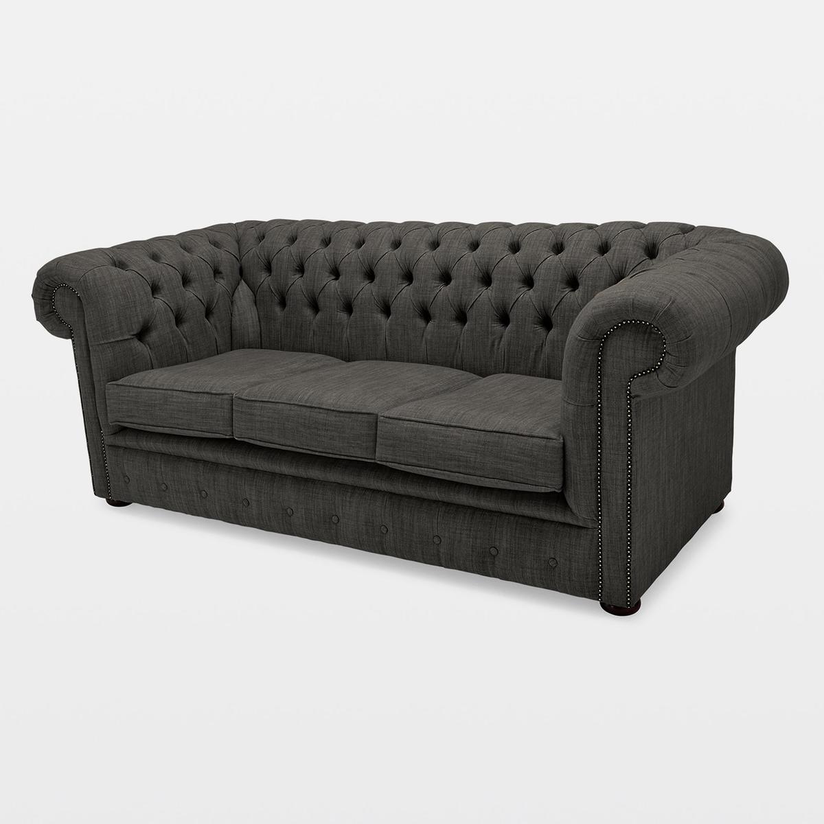 Belvedere Chesterfield 3 Seater Wool Sofa Charcoal – image 3