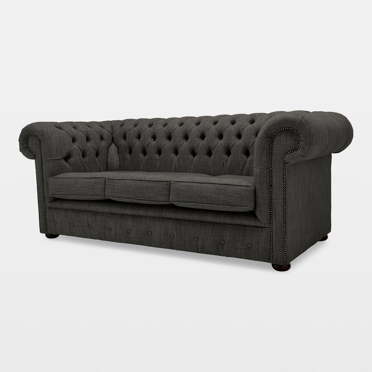 Belvedere Chesterfield 3 Seater Wool Sofa Charcoal – image 4