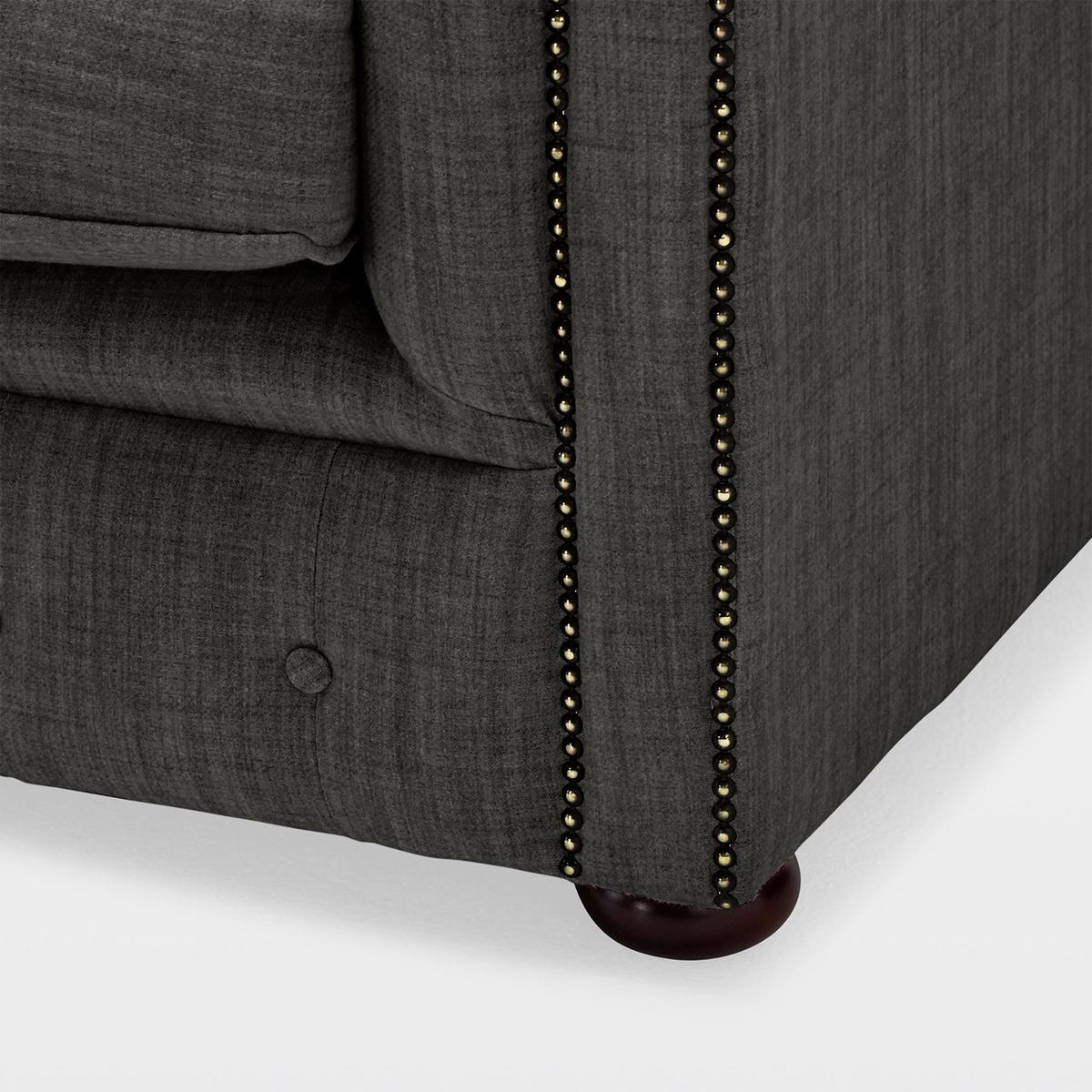 Belvedere Chesterfield 3 Seater Wool Sofa Charcoal – image 5