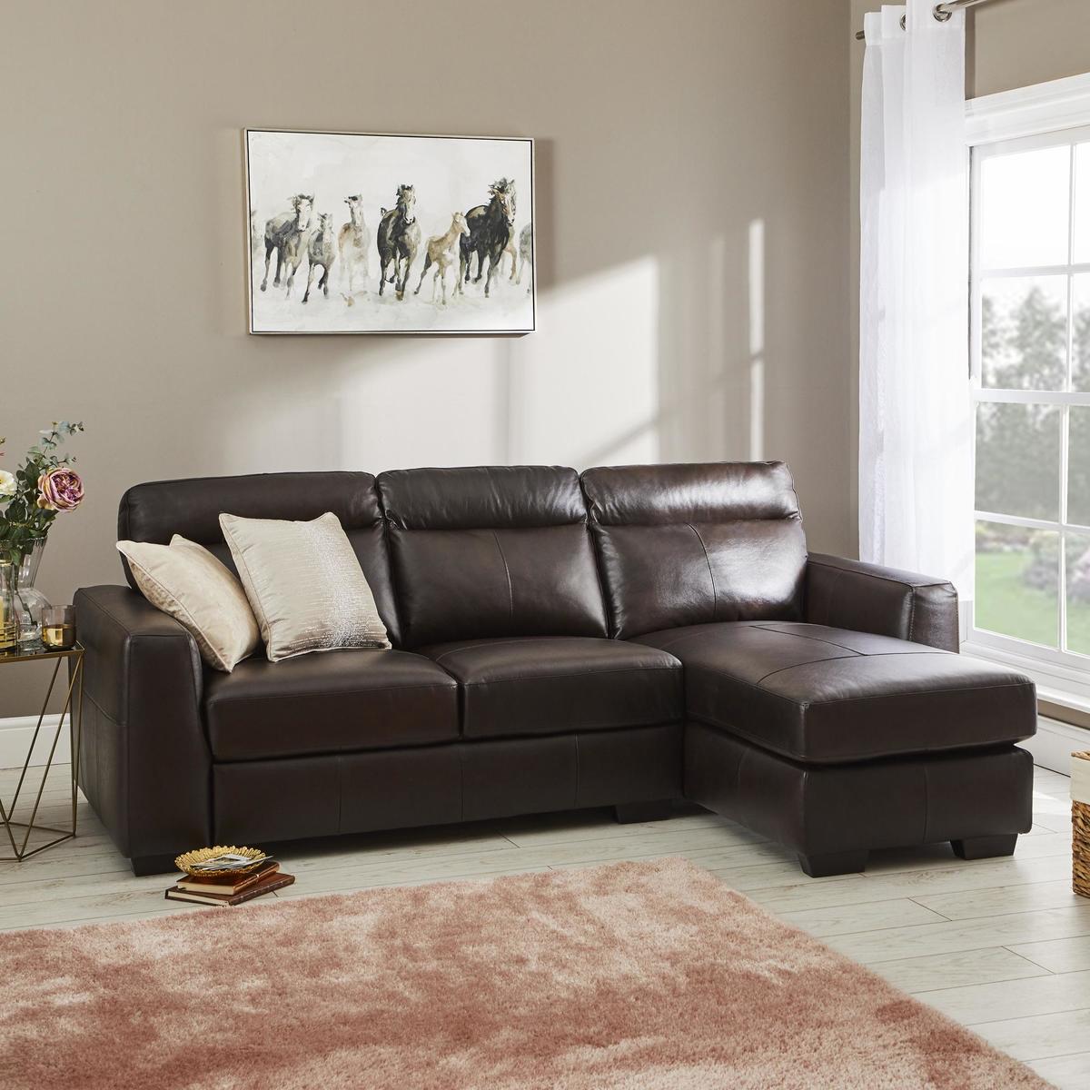 Roberto Leather Left Hand Corner Sofa - Chocolate Chocolate – image 3