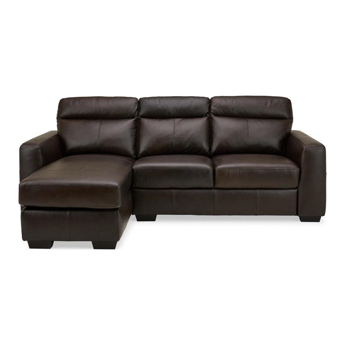 Roberto Leather Left Hand Corner Sofa - Chocolate Chocolate – image 2