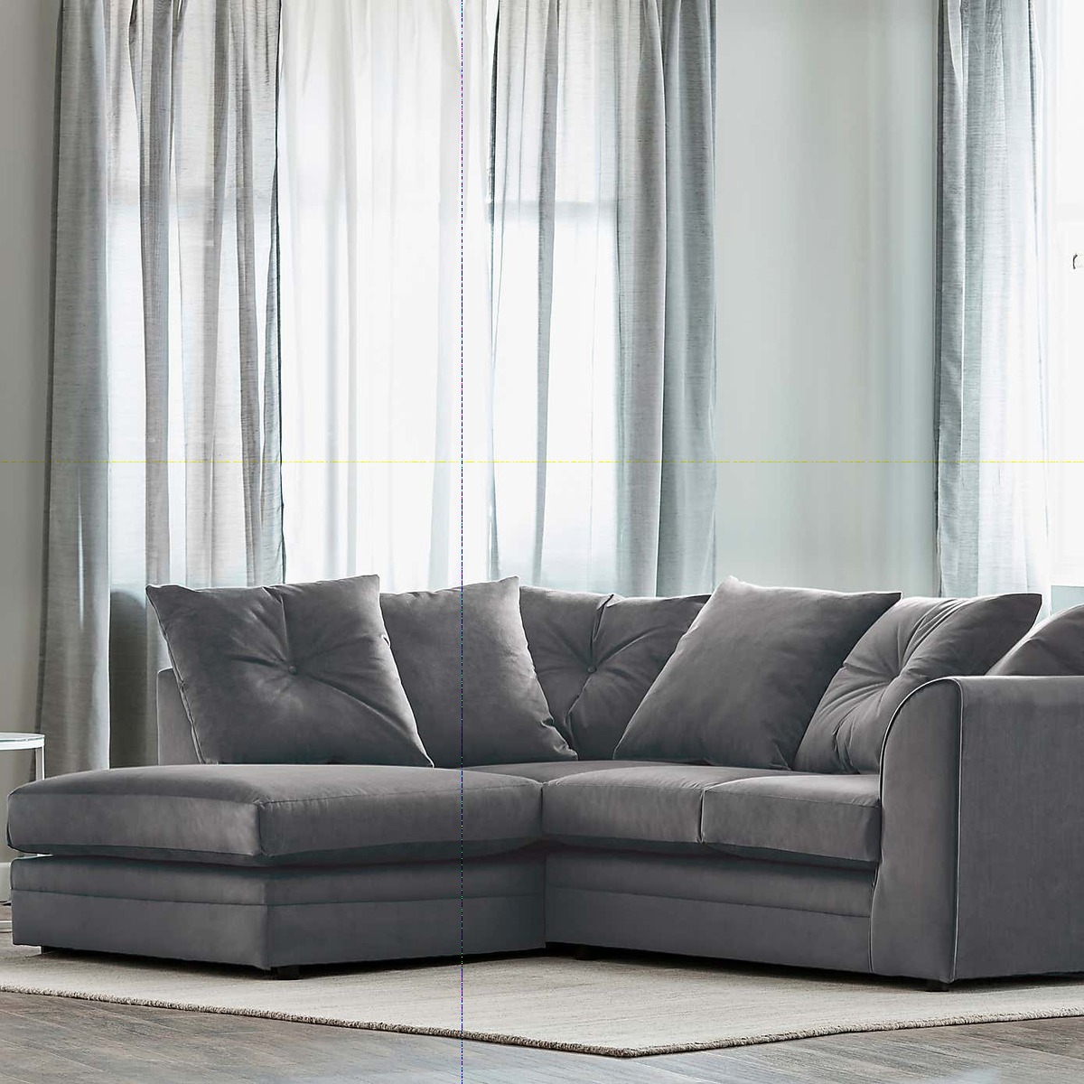 Michigan Left Hand Grey Velvet Corner Sofa Royal Blue – image 2