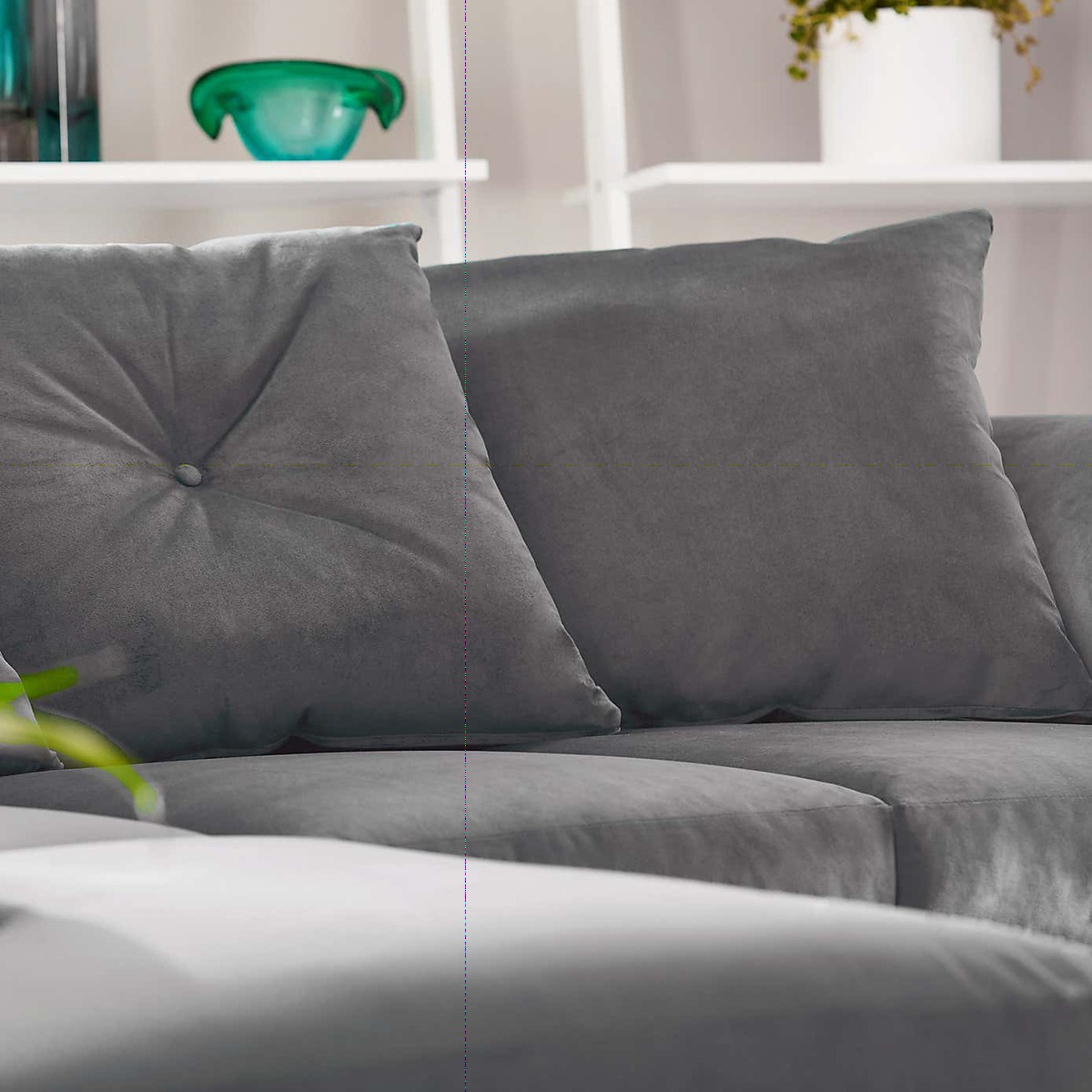 Michigan Left Hand Grey Velvet Corner Sofa Royal Blue – image 3