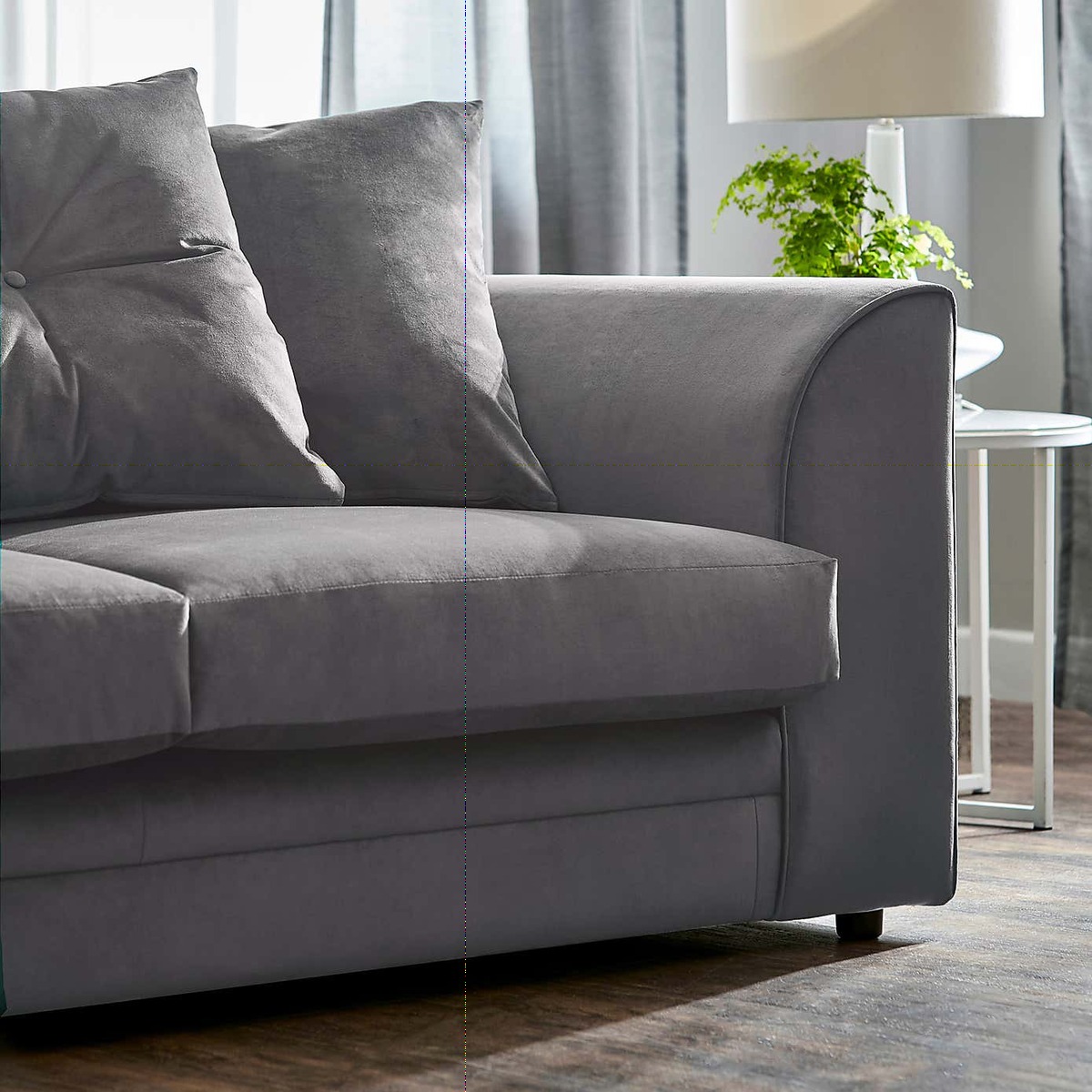 Michigan Left Hand Grey Velvet Corner Sofa Royal Blue – image 4