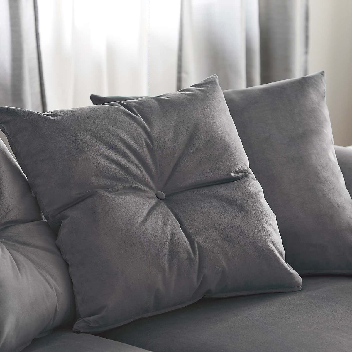 Michigan Left Hand Grey Velvet Corner Sofa Royal Blue – image 5