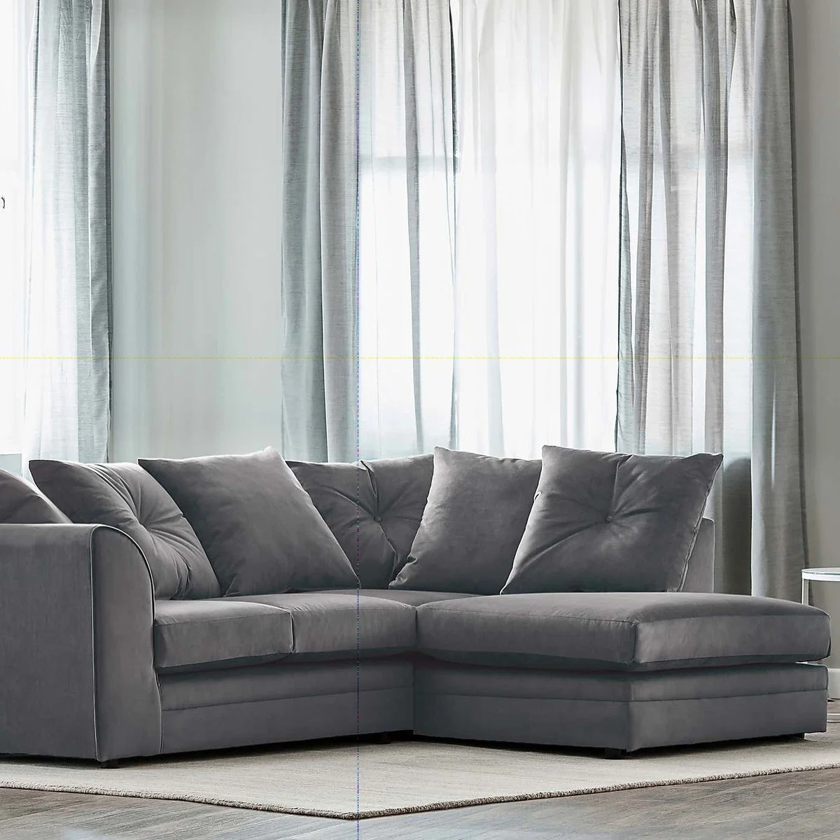 Michigan Right Hand Grey Velvet Corner Sofa Grey – image 2