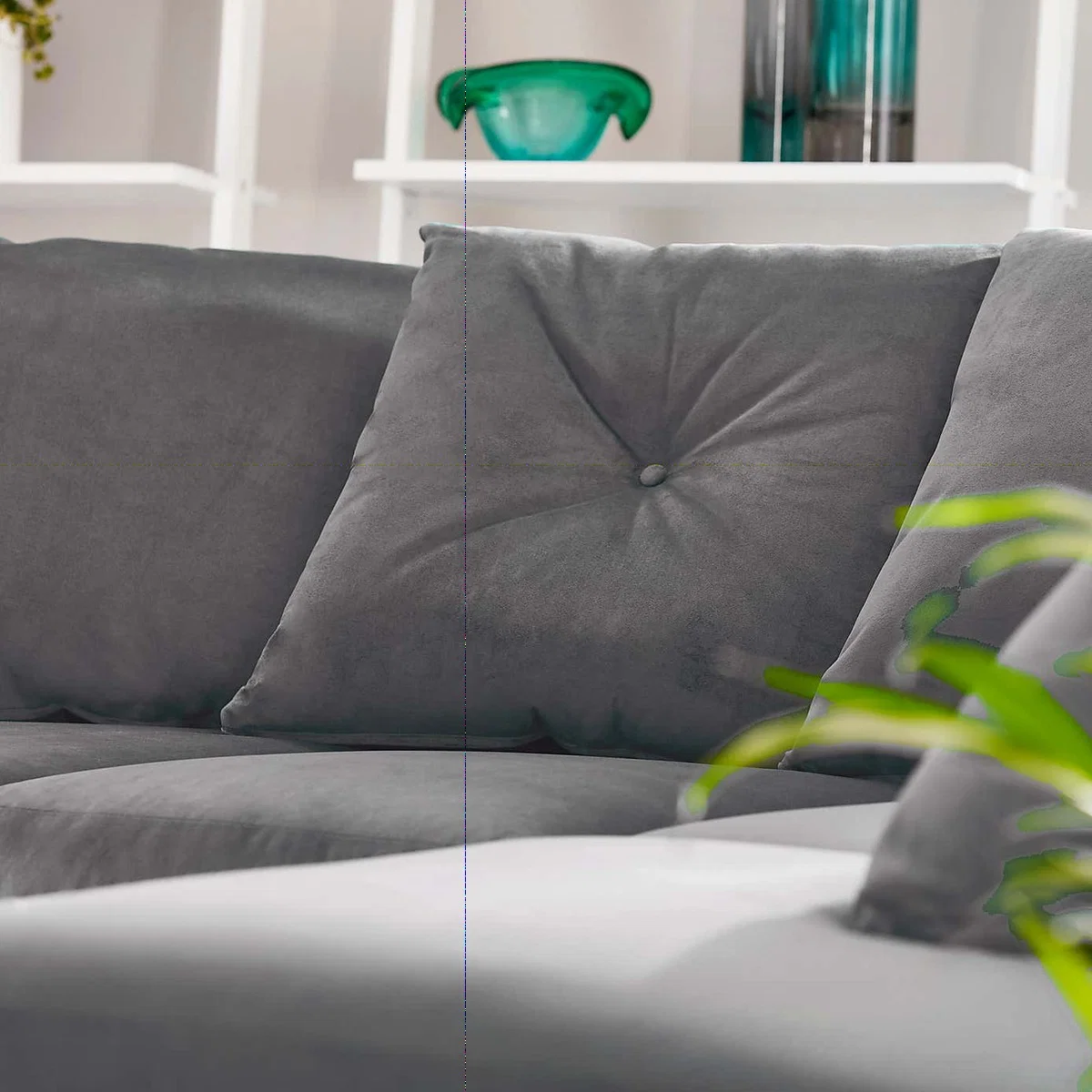Michigan Right Hand Grey Velvet Corner Sofa Grey – image 3