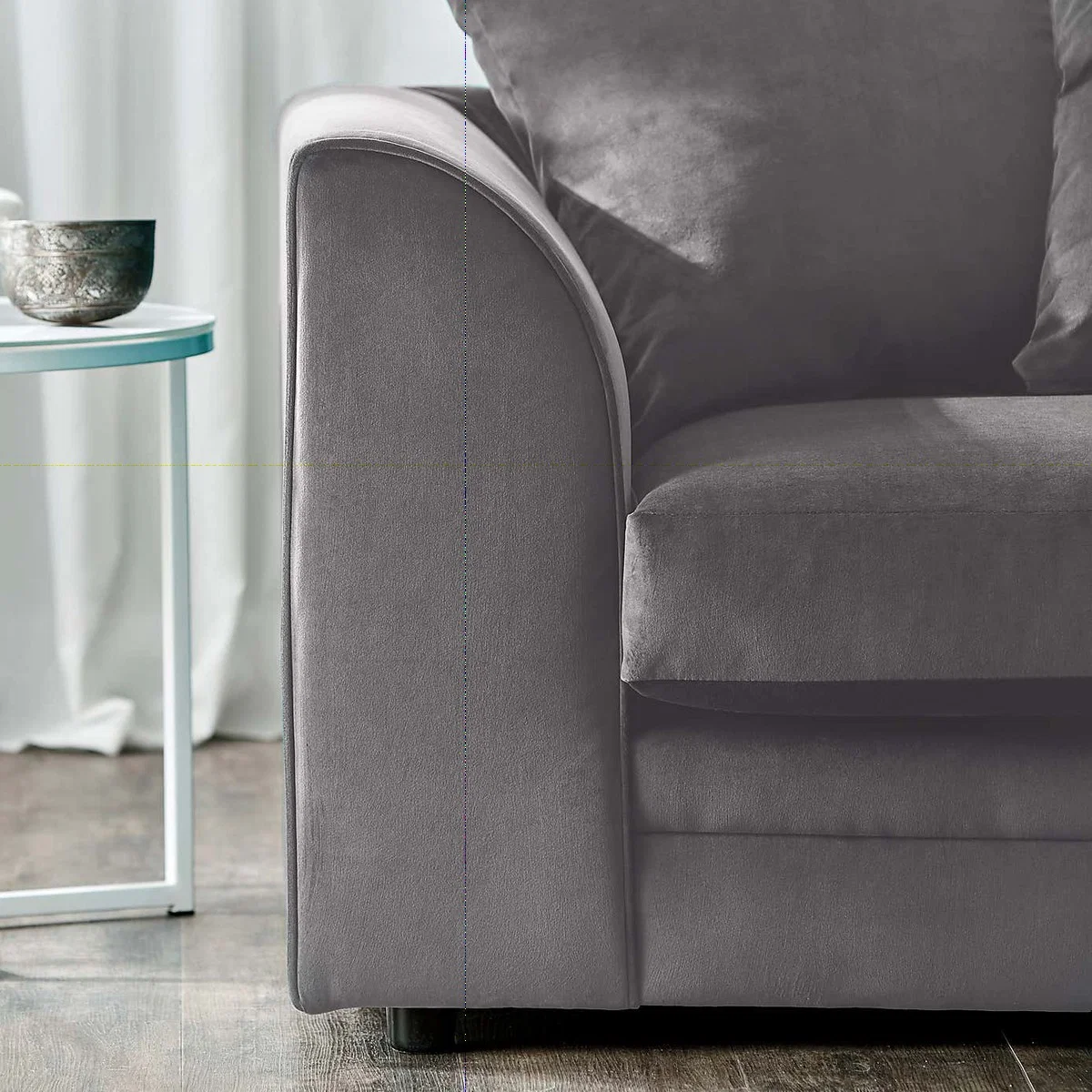 Michigan Right Hand Grey Velvet Corner Sofa Grey – image 6