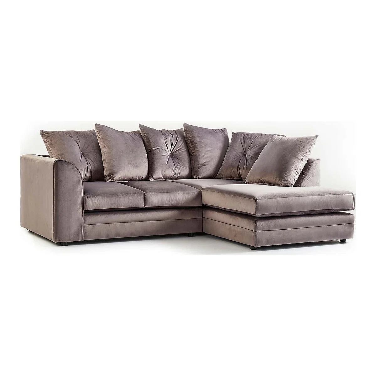 Michigan Right Hand Grey Velvet Corner Sofa Grey – image 1
